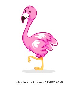 vector mascot illustration cute pink flamingo