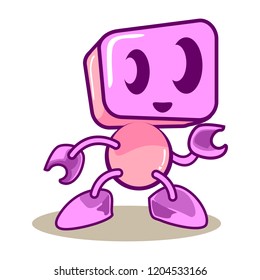 vector mascot illustration cute pink robot