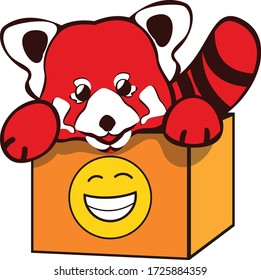 vector mascot illustration cute red panda in the box