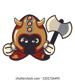 vector mascot illustration cute viking with axe