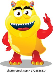 vector mascot illustration cute yellow monster
