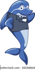 vector mascot illustration of a dolphin in a suit