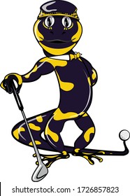 vector mascot illustration fire salamander play golf