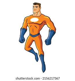 vector mascot illustration of a flying superhero without a cape