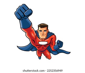 vector mascot illustration of flying superhero