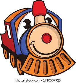vector mascot illustration the funny smile of a colorful train locomotive
