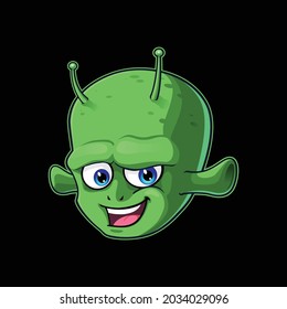 vector mascot illustration of green cute alien head
