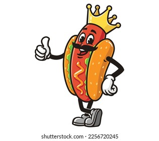 vector mascot illustration of Hot dog King