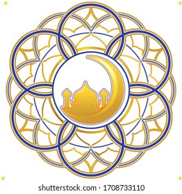 vector mascot illustration islamic decoration of geometric culture for celebrating ramadan