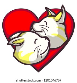 vector mascot illustration kitty in love