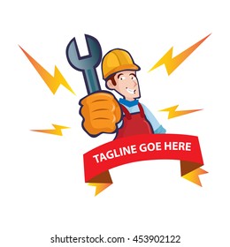 Vector Mascot Illustration of Mechanic Guy