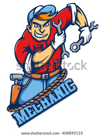 Vector Mascot Illustration of Mechanic Guy