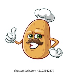 vector mascot illustration of a potato with a mustache