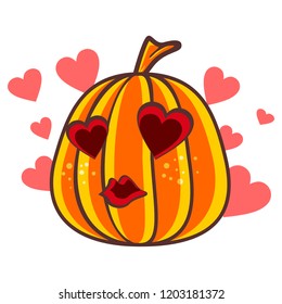 vector mascot illustration pumpkin in love