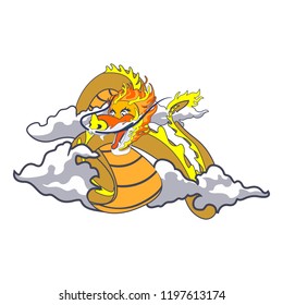 vector mascot illustration rain dragon on sky