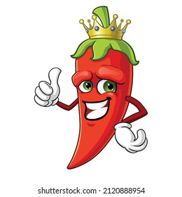 vector mascot illustration of the red chili with crown
