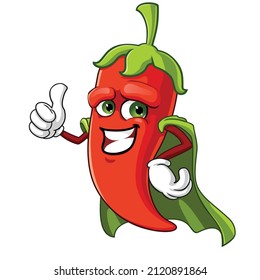 vector mascot illustration of the red chili with superhero style
