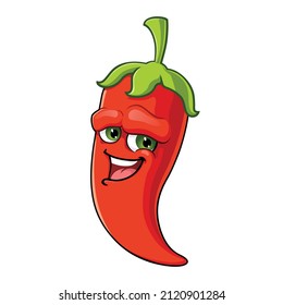 vector mascot illustration of the red chili without hands and smile
