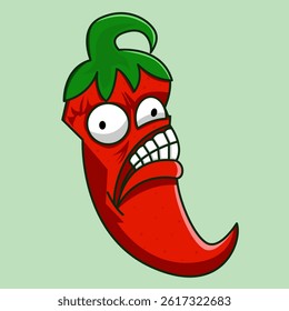 vector mascot illustration of the red chili without hands and excited

