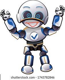 vector mascot illustration the robot is excited