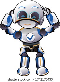 robot de ilustración de mascota vectorial tiene dolor de cabeza