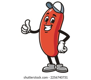 vector mascot illustration of Sausage with hat