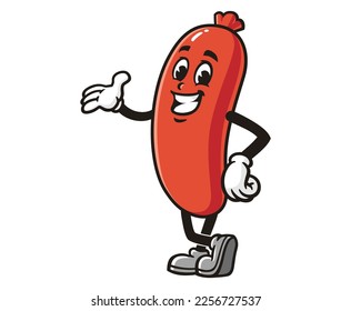 vector mascot illustration of sausage with smile