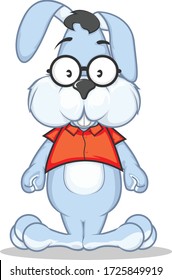 vector mascot illustration smart rabbit