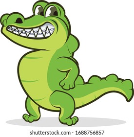 vector mascot illustration strong crocodile smile with strirrup