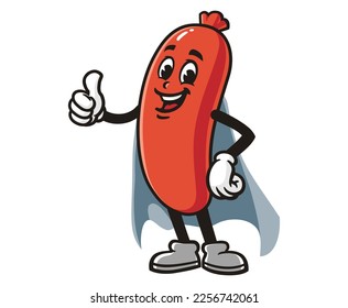 vector mascot illustration of Superhero Sausage