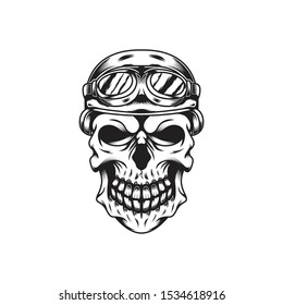 Vector mascot illustration template of skull rider for sport biker logo