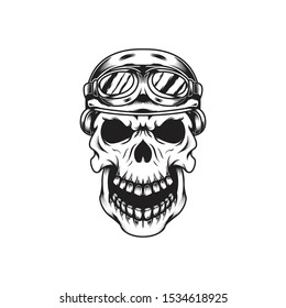 Vector mascot illustration template of skull rider for sport biker logo
