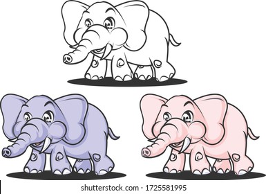 elefantes de árbol de ilustraciones de mascota vectorial
