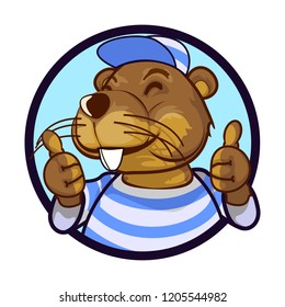 vector mascot illustration two thumbs from beavers