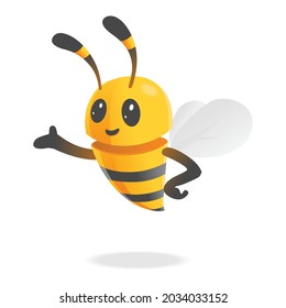 vector mascot illustration of yellow cute bee
