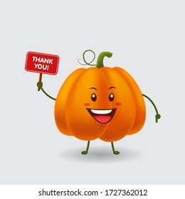 Vector mascot Illustration_cute Kürbis sagen danke_in isolierten Hintergrund