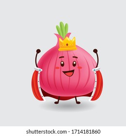 Vector mascot illustration_the greatest king of cute onion_in isolated background