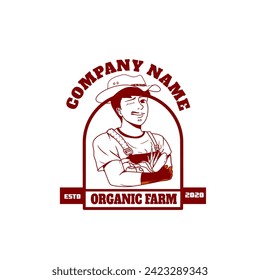 vector mascot logo farmer vintage style
