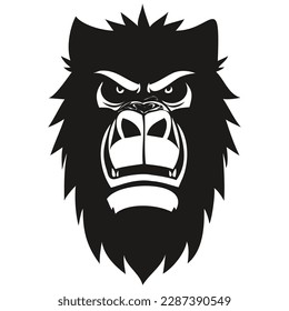 Vector mascot logotype  for sport team, Gorilla head black and white illustration template badges
