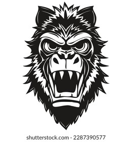 Vector mascot logotype  for sport team, Gorilla head black and white illustration template badges
