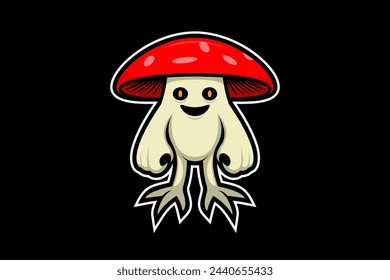 Vector Mascot Mushroom Monster Illustration Logo Design