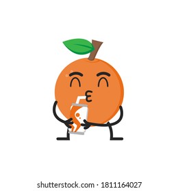 vector mascot orange lemon pose 