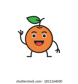 vector mascot orange lemon pose 