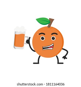 vector mascot orange lemon pose 