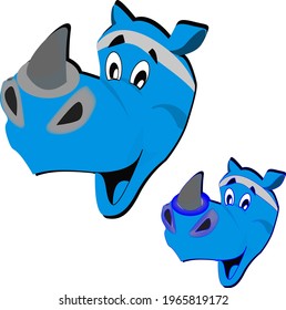 vector mascot of rhino on white background