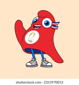Vector of mascot summer olympic Paris 2024. The olympic funny phryges character bird cute