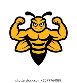 a vector mascular honey bee mascot logo