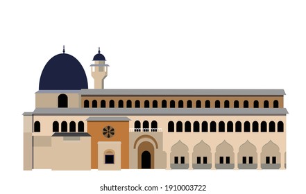 A vector of Masjid Al-Aqsa, Palestine on white background