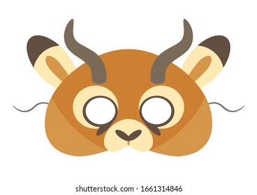 Vector mask of cute antelope. Animal mask for children. 