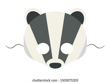 Vector mask of cute badger. Animal mask. 